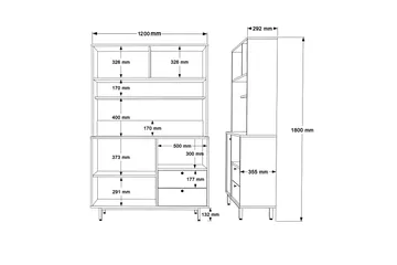 Donae Highboard - Ek/Röd - Förvaring - Skåp - Förvaringsskåp