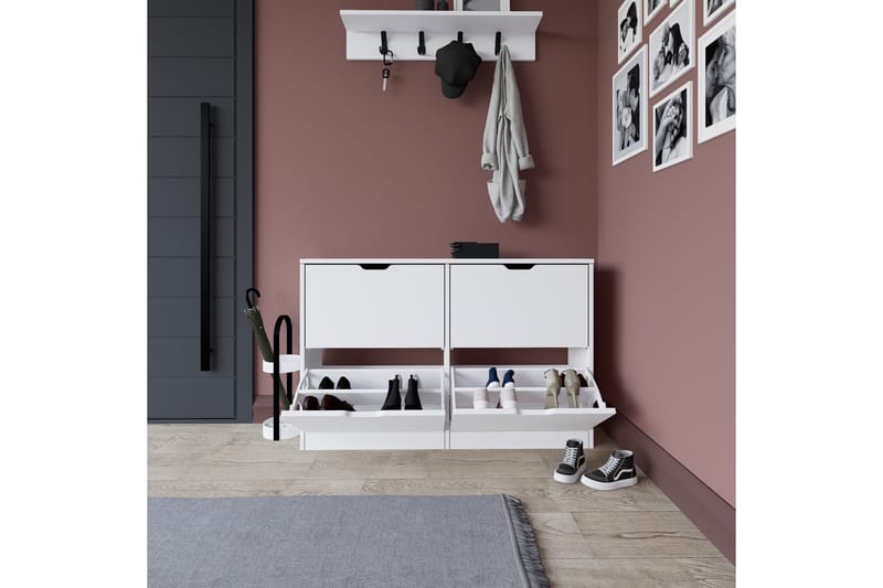 Durusu Skoskåp 120,5 cm - Mattvit - Förvaring - Skåp - Förvaringsskåp