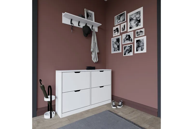 Durusu Skoskåp 120,5 cm - Mattvit - Förvaring - Skåp - Förvaringsskåp