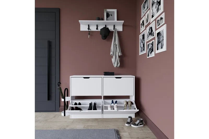 Durusu Skoskåp 120,5 cm - Mattvit - Förvaring - Skåp - Förvaringsskåp