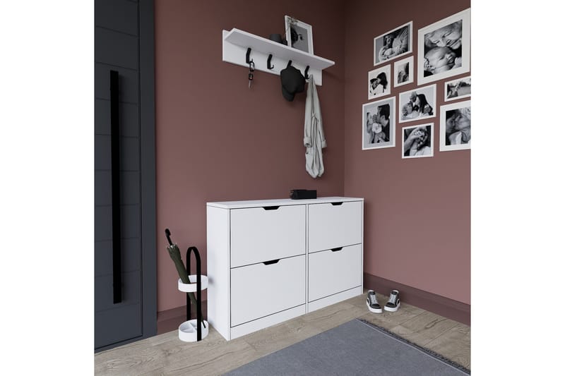 Durusu Skoskåp 120,5 cm - Mattvit - Förvaring - Skåp - Förvaringsskåp