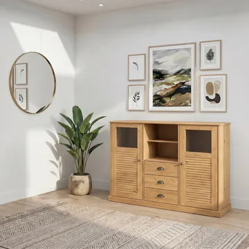 Edith Högskåp 127x116 cm - Betsad/Vaxad naturfuru - Förvaring - Skåp - Förvaringsskåp