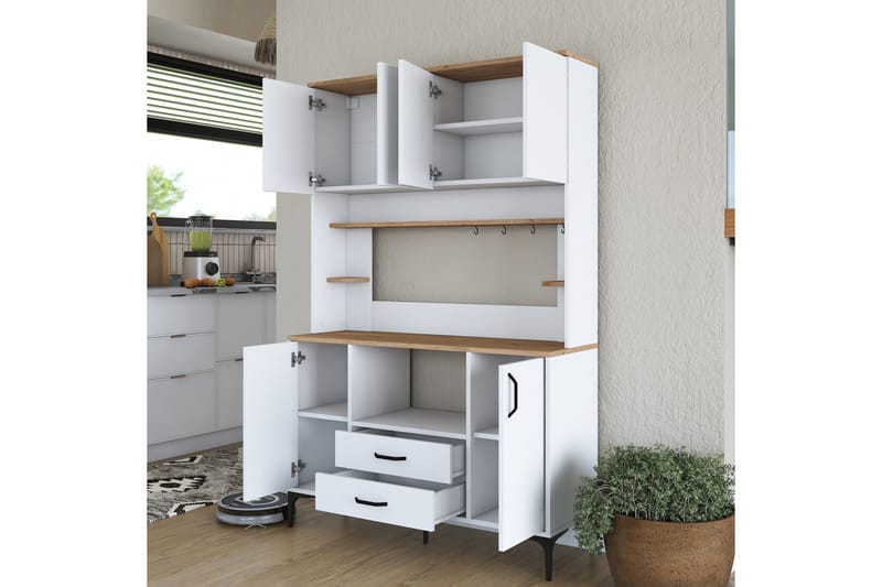 Eligius Högskåp - Vit/Valnöt - Förvaring - Skåp - Förvaringsskåp