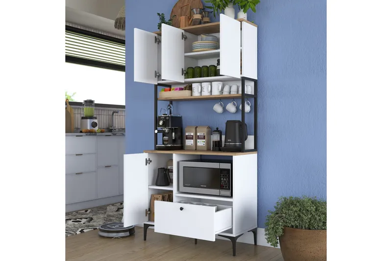 Eligius Högskåp - Vit/Valnöt - Förvaring - Skåp - Förvaringsskåp