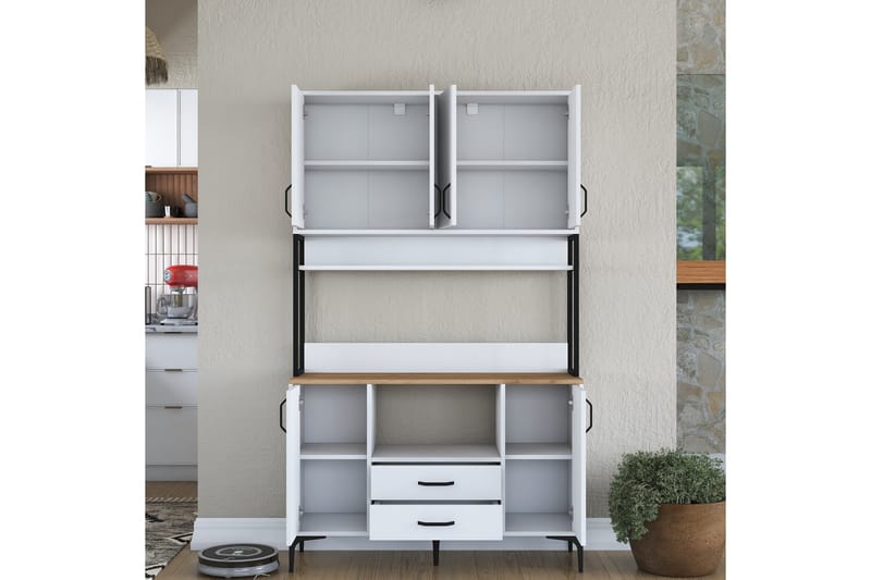 Eligius Högskåp - Vit/Valnöt - Förvaring - Skåp - Förvaringsskåp