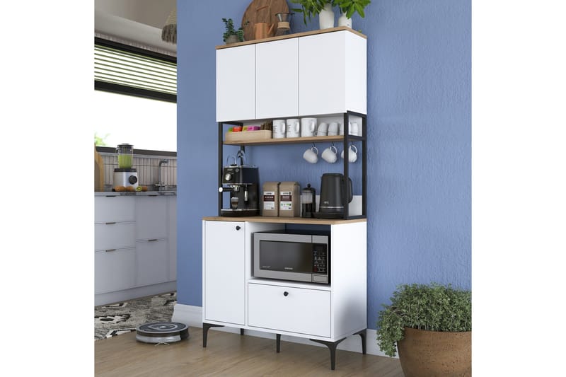 Eligius Högskåp - Vit/Valnöt - Förvaring - Skåp - Förvaringsskåp