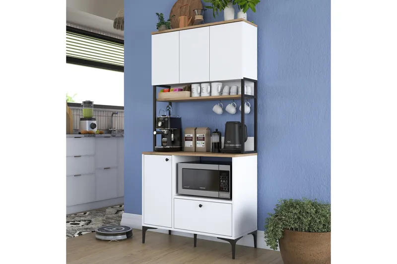 Eligius Högskåp - Vit/Valnöt - Förvaring - Skåp - Förvaringsskåp