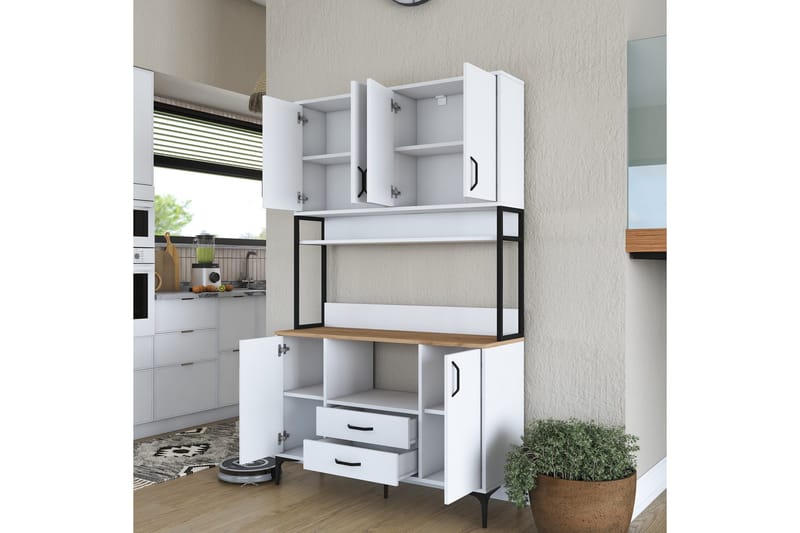 Eligius Högskåp - Vit/Valnöt - Förvaring - Skåp - Förvaringsskåp