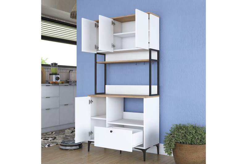 Eligius Högskåp - Vit/Valnöt - Förvaring - Skåp - Förvaringsskåp