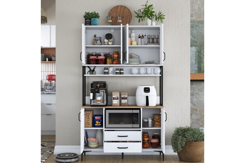 Eligius Högskåp - Vit/Valnöt - Förvaring - Skåp - Förvaringsskåp