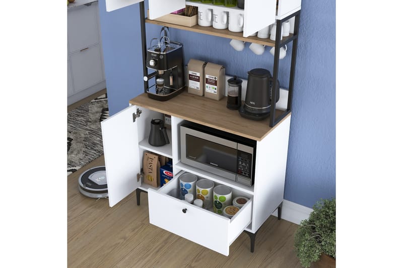 Eligius Högskåp - Vit/Valnöt - Förvaring - Skåp - Förvaringsskåp