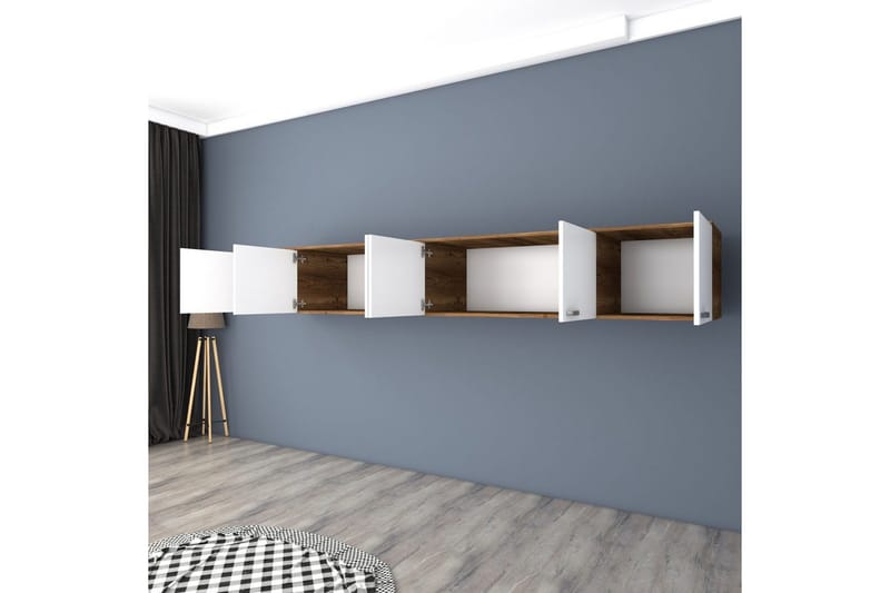 Ervon Väggskiva 243x243 cm - Valnöt/Vit - Förvaring - Skåp - F örvaringsskåp