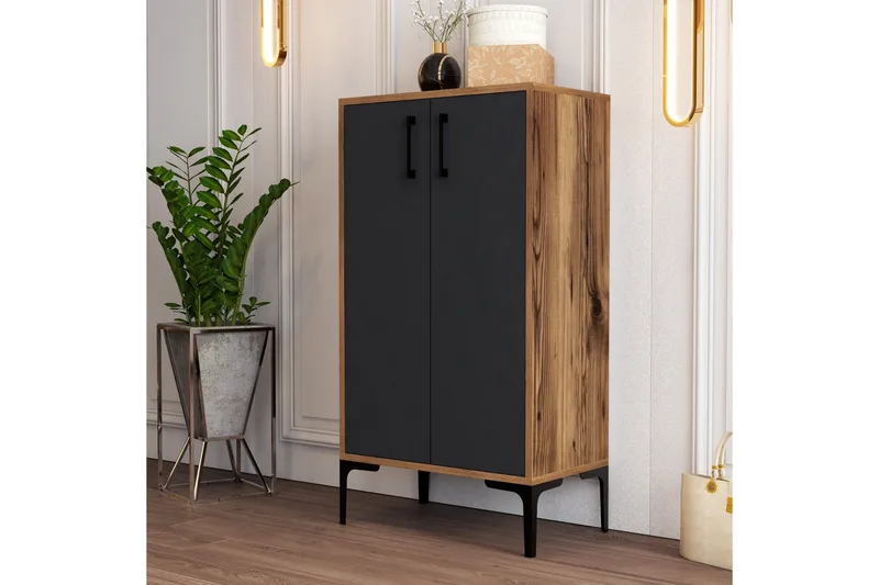 Babice Skoskåp 35x60 cm - Antracit/Valnöt - Förvaring - Skåp - Förvaringsskåp