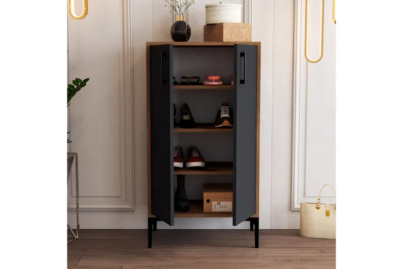 Babice Skoskåp 35x60 cm - Antracit/Valnöt - Förvaring - Skåp - Förvaringsskåp