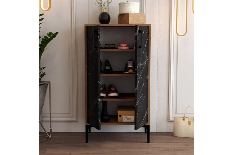 Babice Skoskåp 35x60 cm - Svart/Valnöt - Förvaring - Skåp - Förvaringsskåp