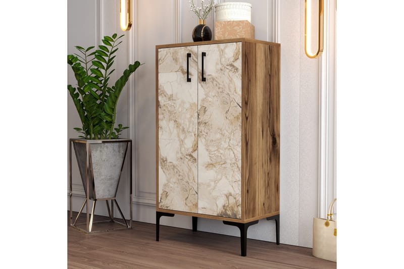 Babice Skoskåp 35x60 cm - Valnöt/Beige - Förvaring - Skåp - Förvaringsskåp