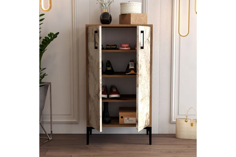 Babice Skoskåp 35x60 cm - Valnöt/Beige - Förvaring - Skåp - Förvaringsskåp