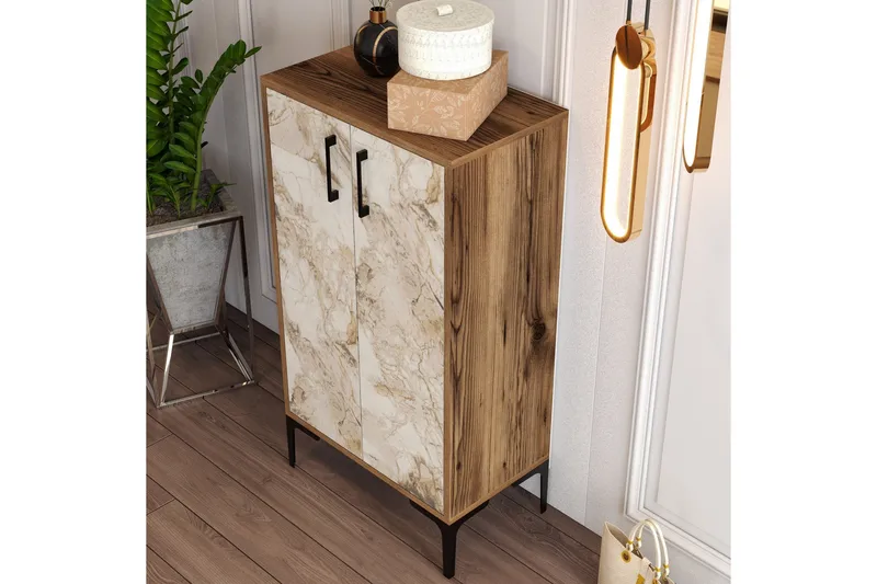 Babice Skoskåp 35x60 cm - Valnöt/Beige - Förvaring - Skåp - Förvaringsskåp