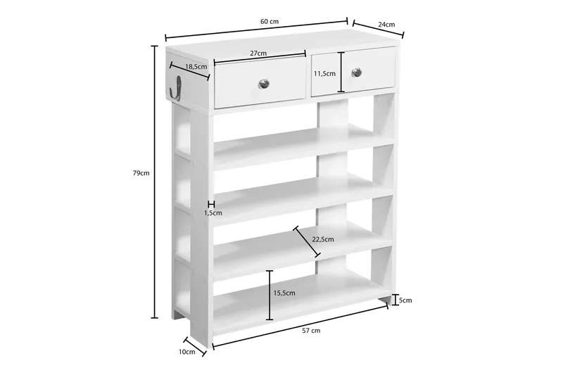 Basnaw Skoskåp 60x24 cm - Vit - Förvaring - Skåp - Förvaringsskåp
