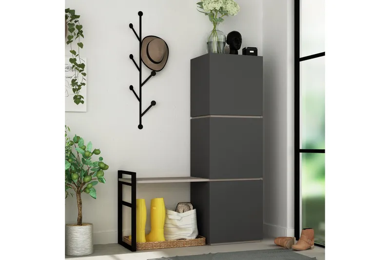 Bodsjö Skoskåp 109 cm, Grå/Brun