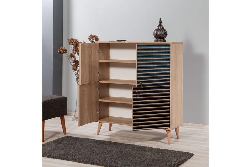 Brokind Förvaringsskåp 111 cm - Brun/Blå - Förvaring - Skåp - Förvaringsskåp