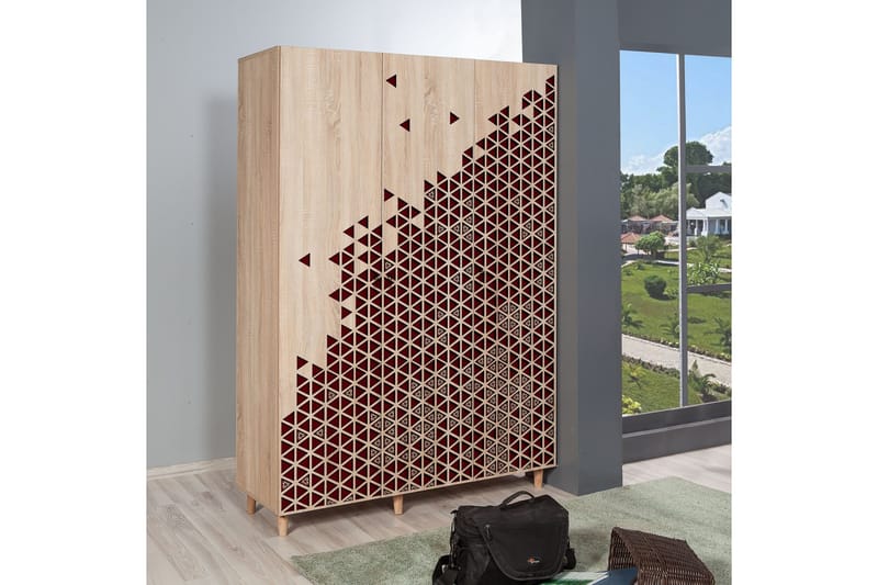 Brokind Garderob 135 cm - Brun/Röd - Förvaring - Skåp - Förvaringsskåp