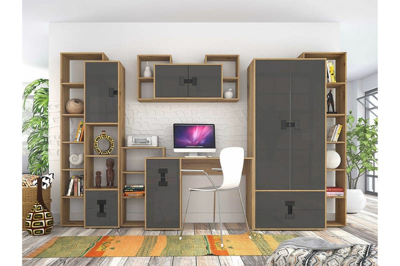 Castlebay Highboard Grey High Gloss - Förvaring - Skåp - Förvaringsskåp