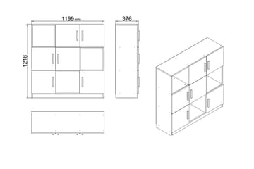 Celtigar Highboard 38x120 cm - Natur/Svart - Förvaring - Skåp - Förvaringsskåp