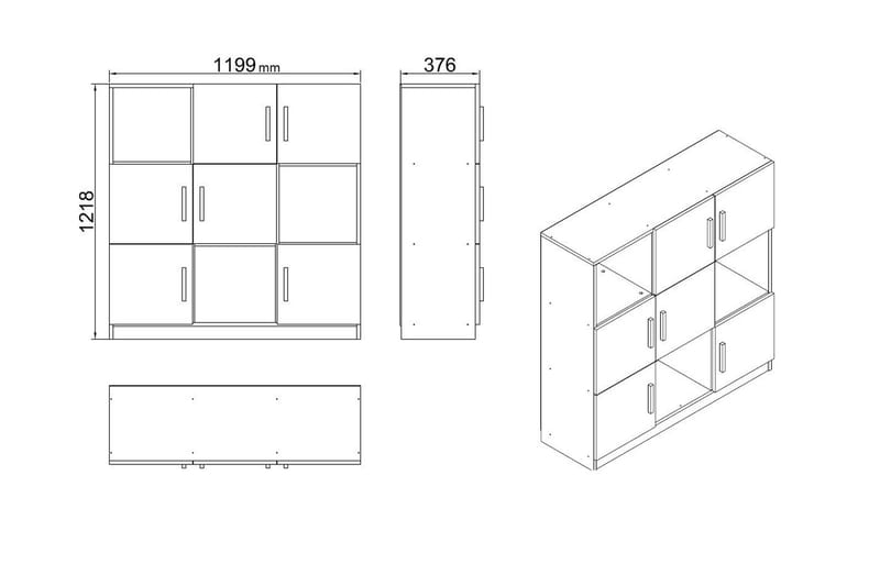 Celtigar Highboard 38x120 cm - Teak/Antracit - Förvaring - Skåp - Förvaringsskåp