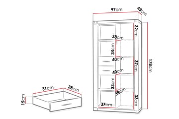 Dallas Förvaringsskåp 44x97 cm LED-belysning - Ek - Förvaring - Skåp - Förvaringsskåp