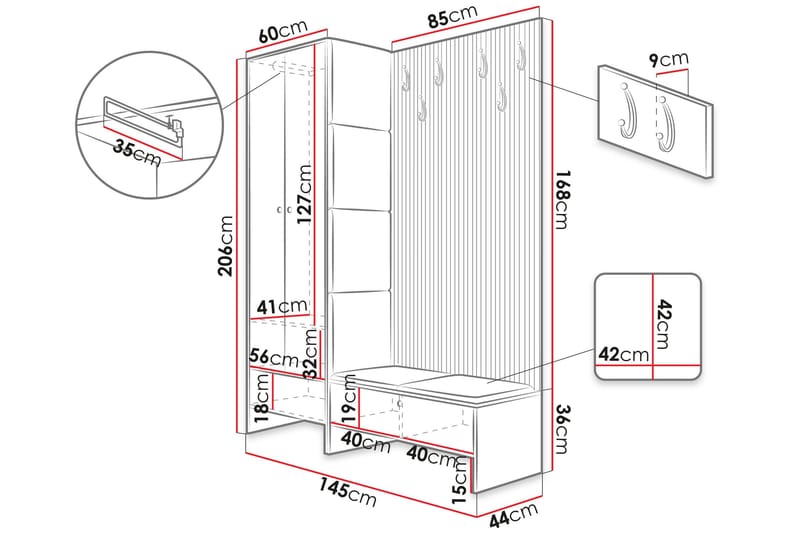 Dunvegan Highboard Grey - Förvaring - Skåp - Förvaringsskåp