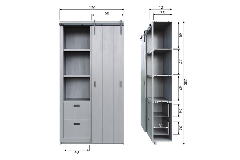 Förvaringsskåp Celiette 122 cm - Betonggrå - Förvaring - Skåp - Förvaringsskåp