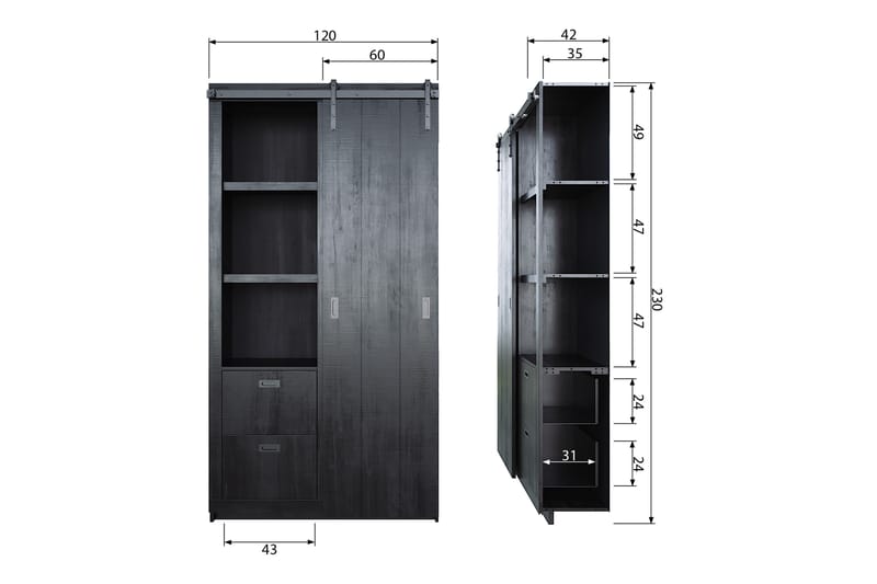 Förvaringsskåp Celiette 122 cm - Svart Tall - Förvaringsskåp