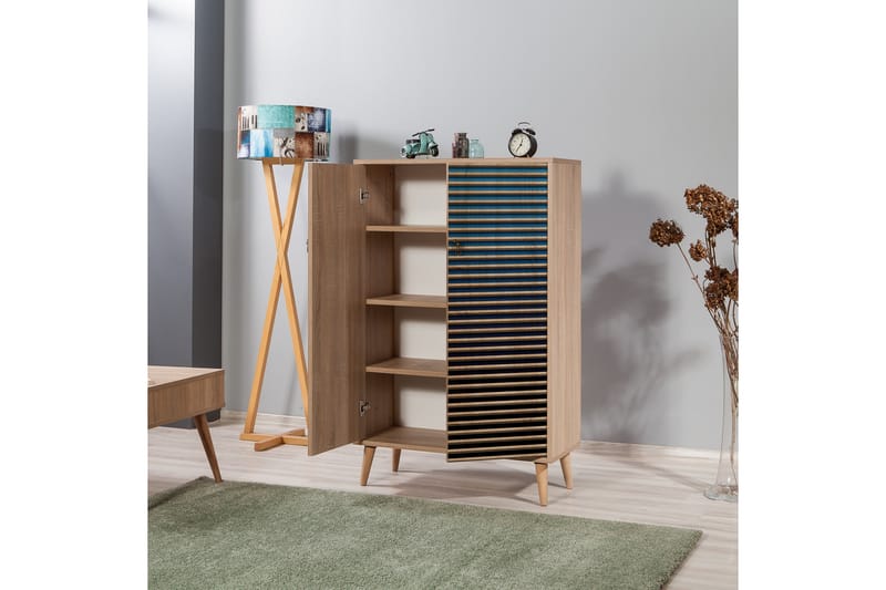 Förvaringsskåp Gillberga 80 cm - Brun/Svart/Blå - Förvaring - Skåp - Förvaringsskåp