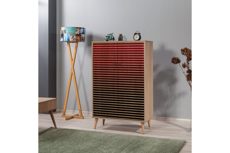 Förvaringsskåp Gillberga 80 cm - Brun/Svart/Röd - Förvaring - Skåp - Förvaringsskåp