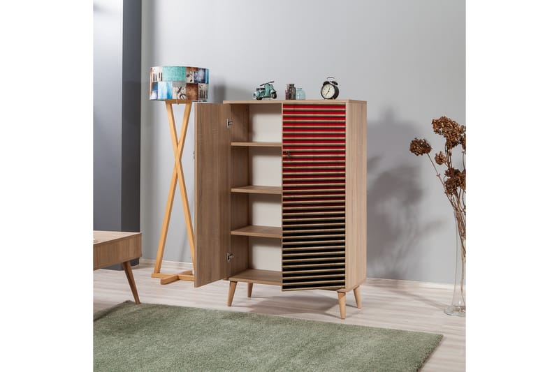 Förvaringsskåp Gillberga 80 cm - Brun/Svart/Röd - Förvaring - Skåp - Förvaringsskåp