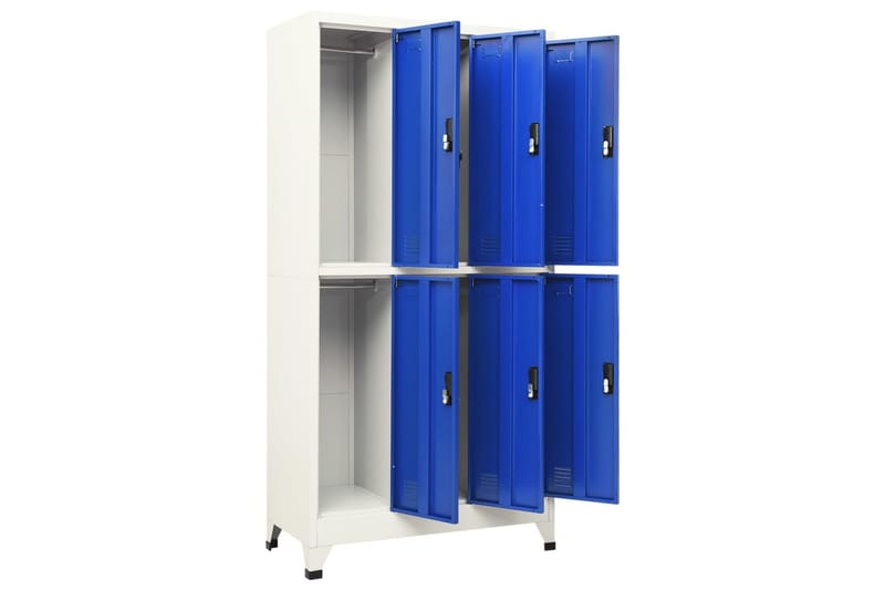 Förvaringsskåp grå och blå 90x45x180 cm stål - Grå - Förvaringsskåp - Klädskåp & omklädningsskåp