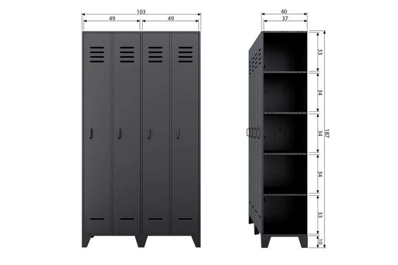 Förvaringsskåp Irnerius 40x103 cm - Svart - Förvaring - Skåp - Förvaringsskåp
