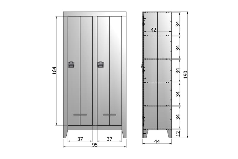 Förvaringsskåp Itoro 190 cm - Stålgrå Tall - Förvaringsskåp