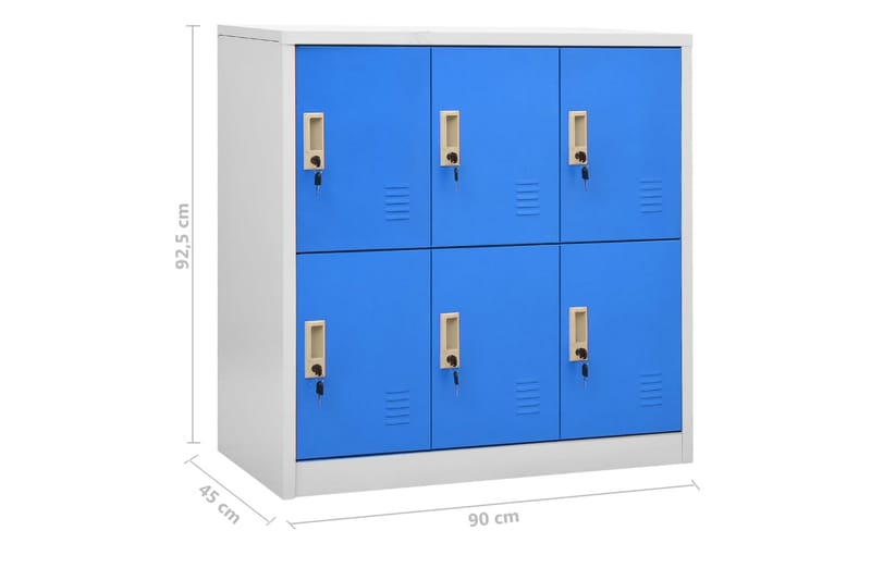 Förvaringsskåp ljusgrå och blå 90x45x92,5 cm stål - Grå - Förvaringsskåp - Klädskåp & omklädningsskåp