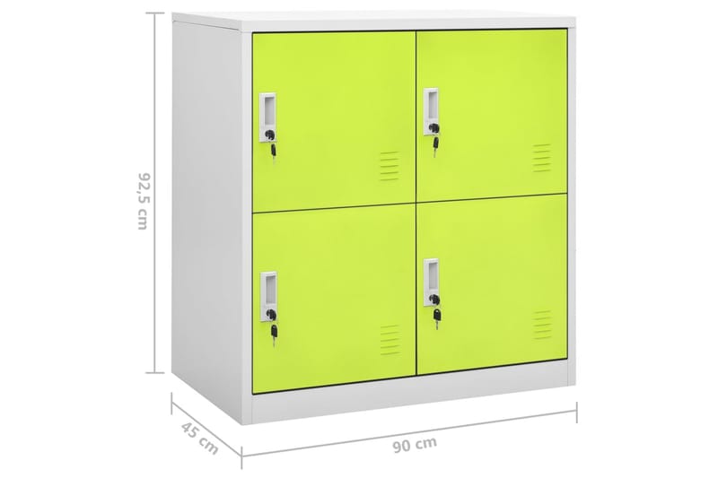 Förvaringsskåp ljusgrå och grön 90x45x92,5 cm stål - Grå - Förvaringsskåp - Klädskåp & omklädningsskåp