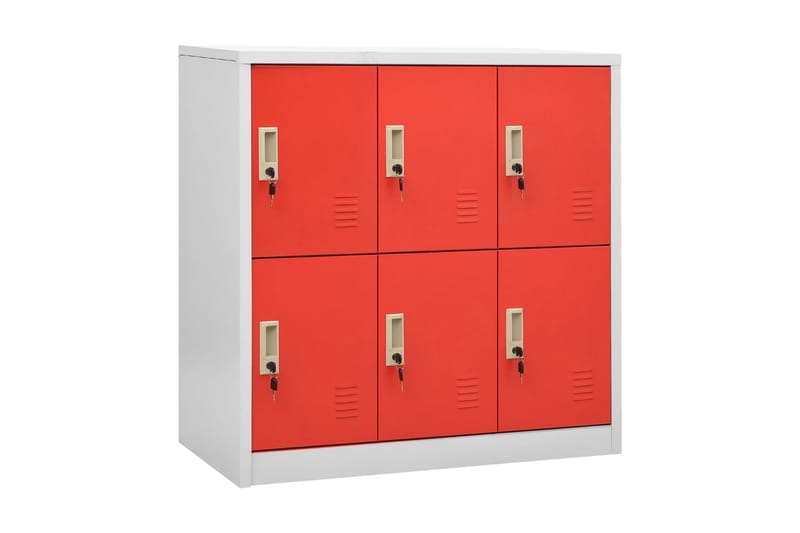 Förvaringsskåp ljusgrå och röd 90x45x92,5 cm stål - Grå - Förvaringsskåp - Klädskåp & omklädningsskåp
