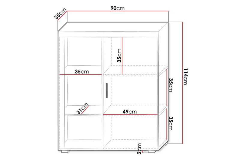 Förvaringsskåp Samba 90x35x114 cm - Vit - Förvaringsskåp