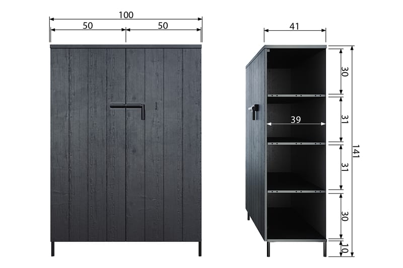 Förvaringsskåp Shamus 100 cm - Svart Tall - Förvaring - Skåp - Förvaringsskåp