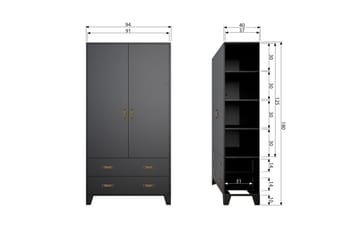 Förvaringsskåp Shirrell 98x190 cm - Svart - Förvaring - Skåp - Förvaringsskåp