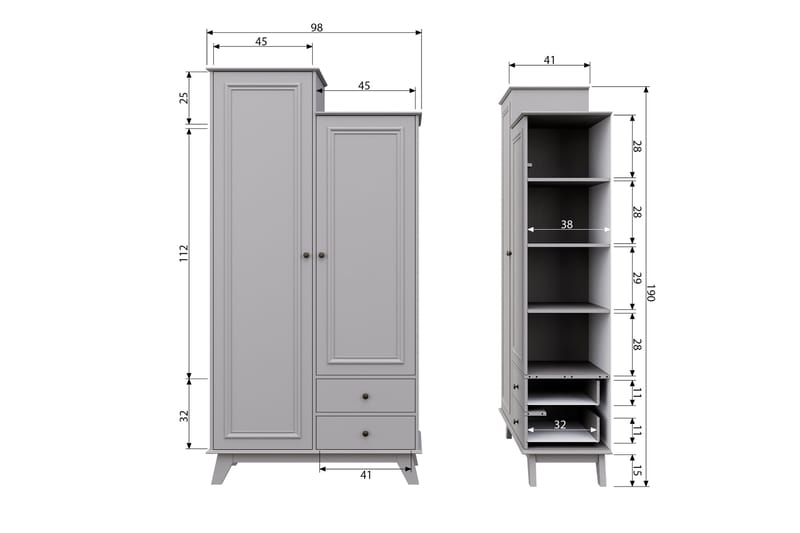 Förvaringsskåp Southwick 98x190 cm - Offwhite - Förvaring - Skåp - Förvaringsskåp