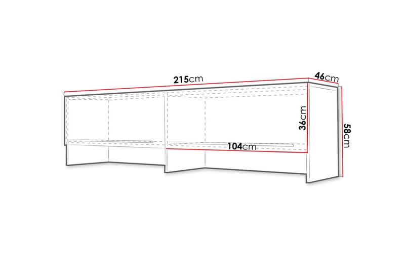 Förvaringsskåp Storli 215x46x58 cm - Vit - Förvaringsskåp