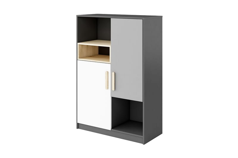Förvaringsskåp Pok 90x40x130 cm - Svart/Vit - Förvaring - Skåp - Förvaringsskåp