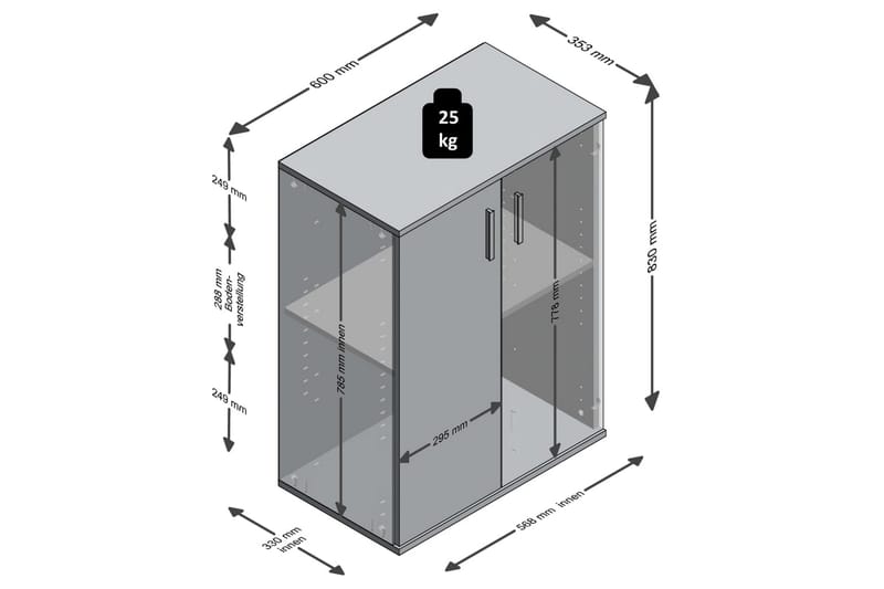FMD Förvaringsskåp med 2 dörrar vit och grå - Vit - Förvaringsskåp