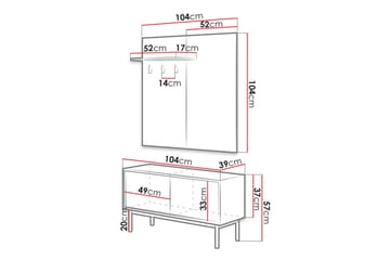 Garderob Dively 39x104 cm - Beige/Grå - Förvaring - Skåp - Förvaringsskåp